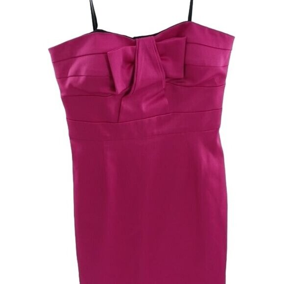 BCBG Dress Pink Bow 80s Formal Party Cocktail Shift Womens Size 8 - Picture 2 of 5
